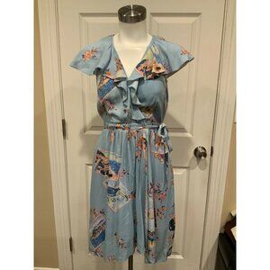 Maeve Anthropologie Blue Floral & Toucan Dress, Size 0 (US)